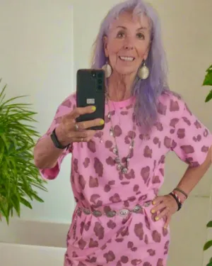Pink & Brown Leopard Animal Print Dress