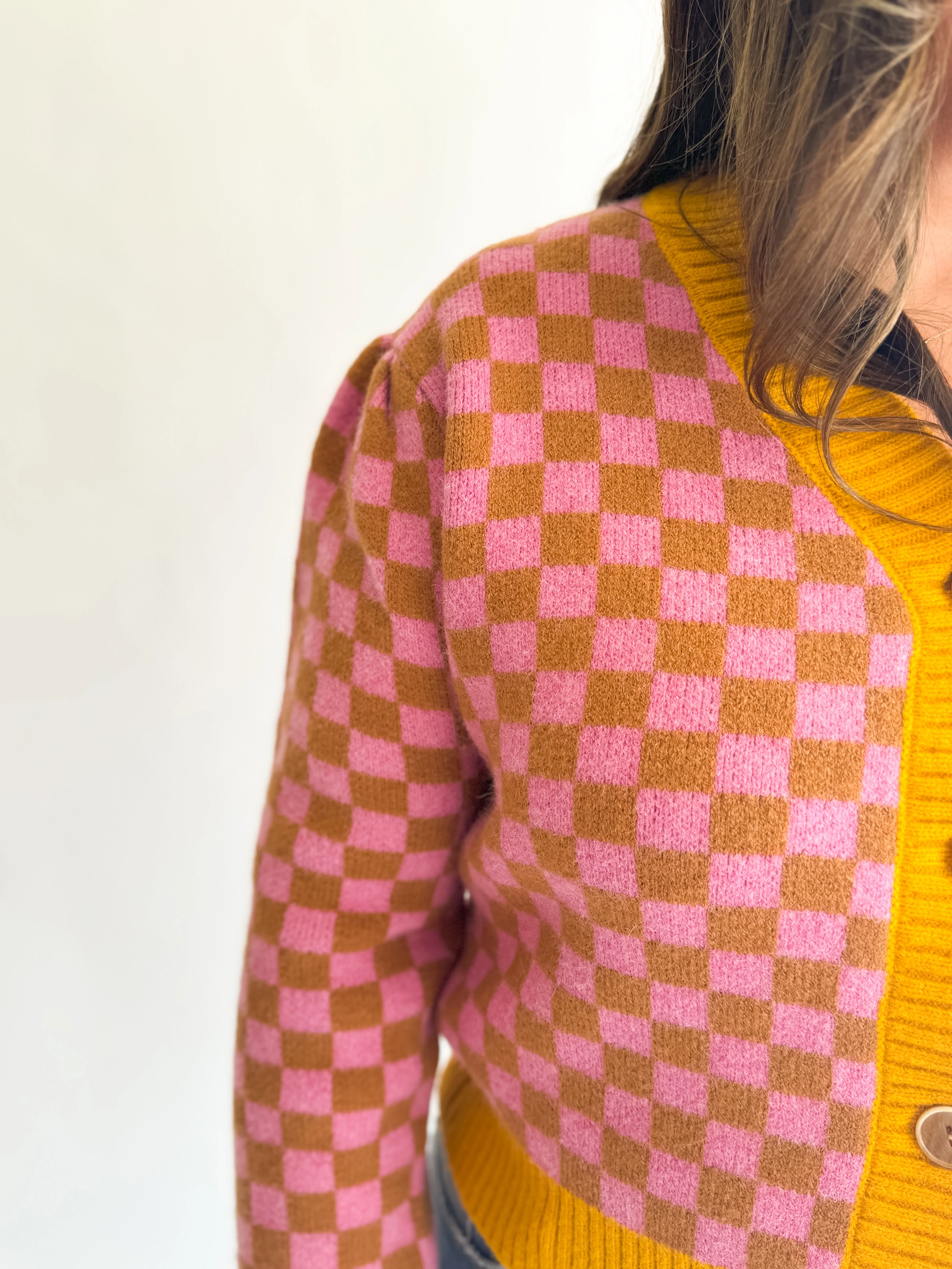 Pink Checker Cardigan