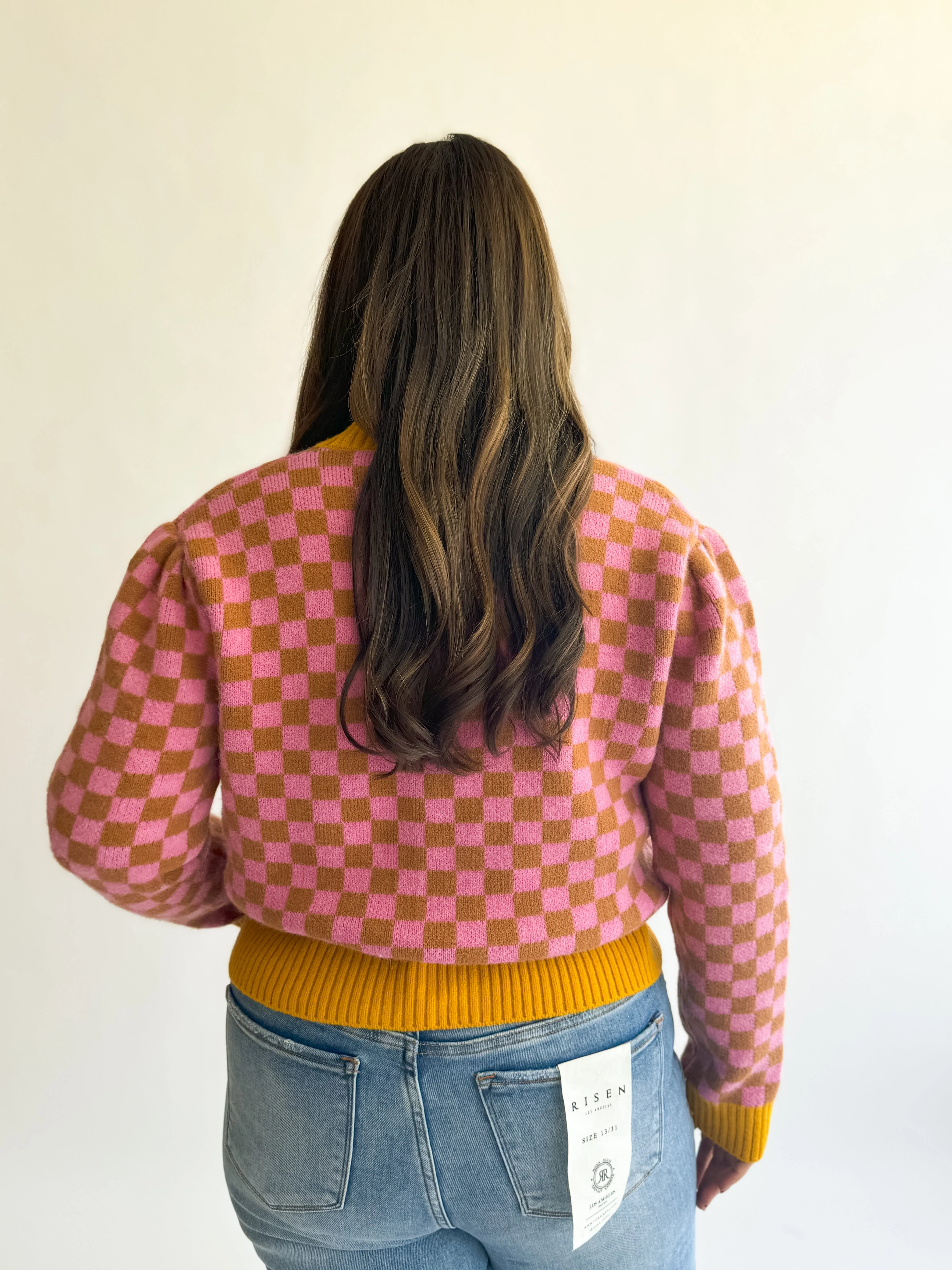 Pink Checker Cardigan