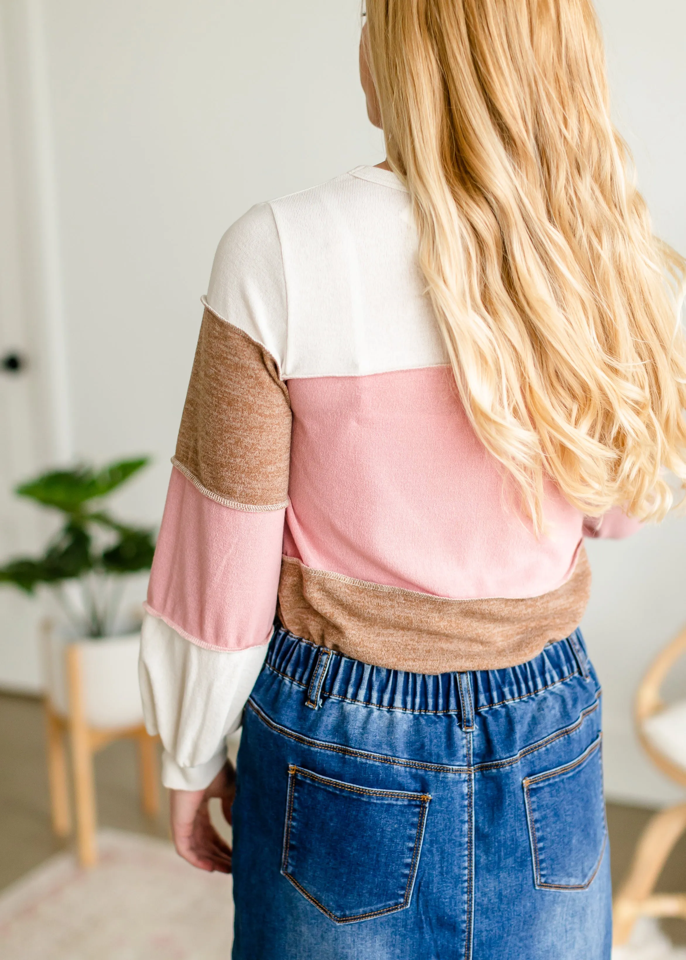 Pink Colorblock Long Sleeve Sweater - FINAL SALE