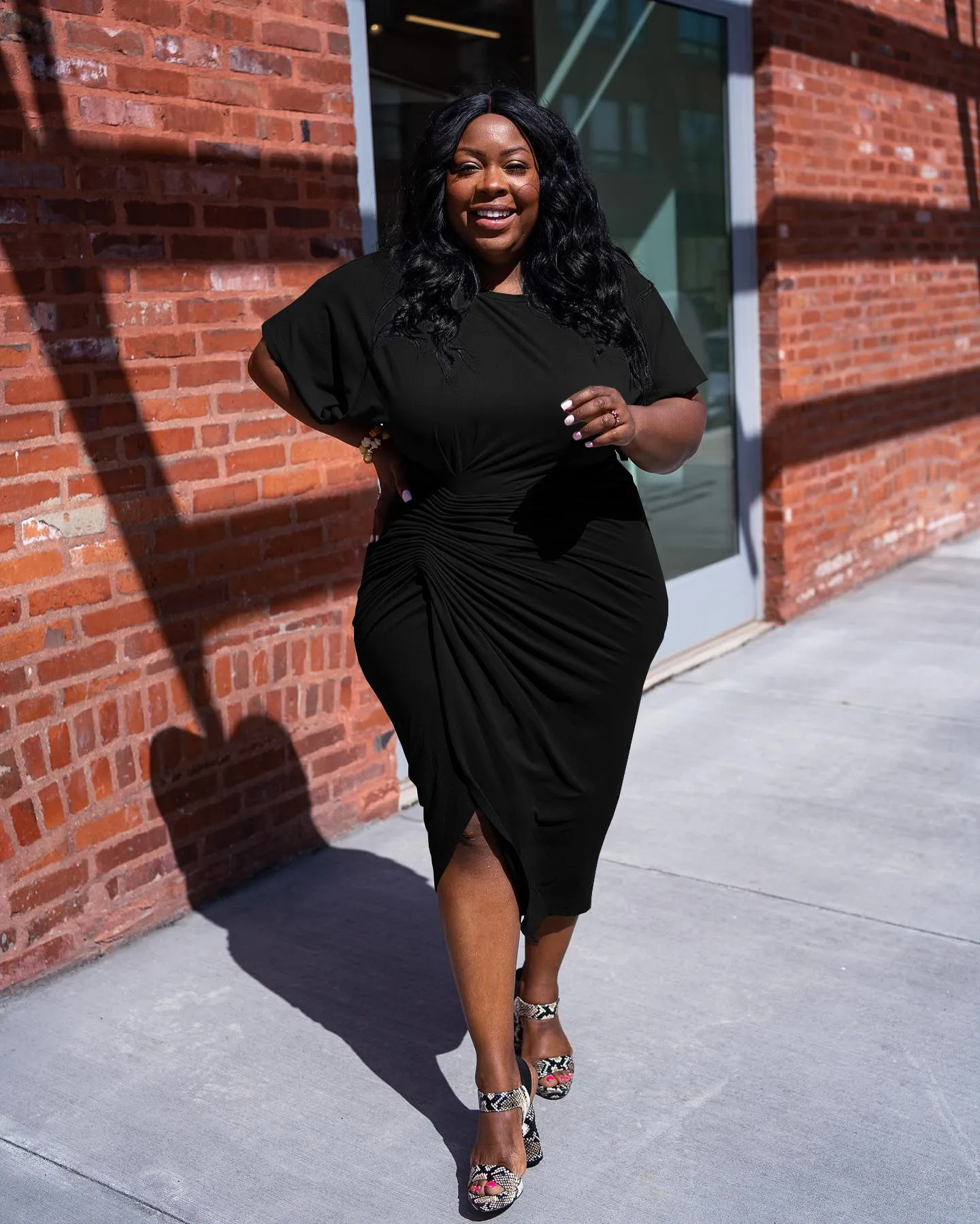 Plus Size Comfy Ruched Bodycon Dress
