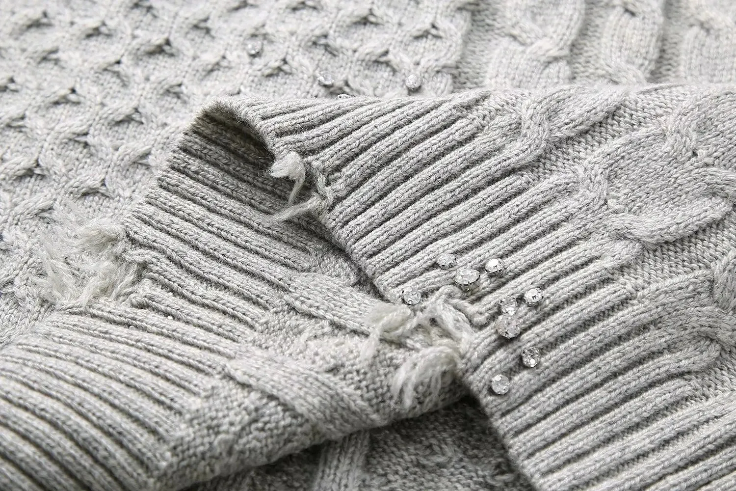 Pre Order:  Rhinestones Cable Knit Sweater