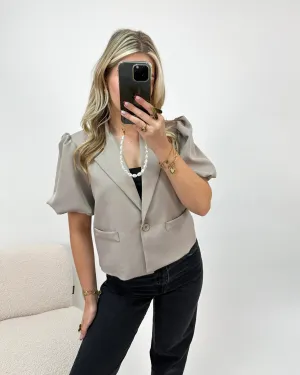 Puff Sleeve Blazer Taupe