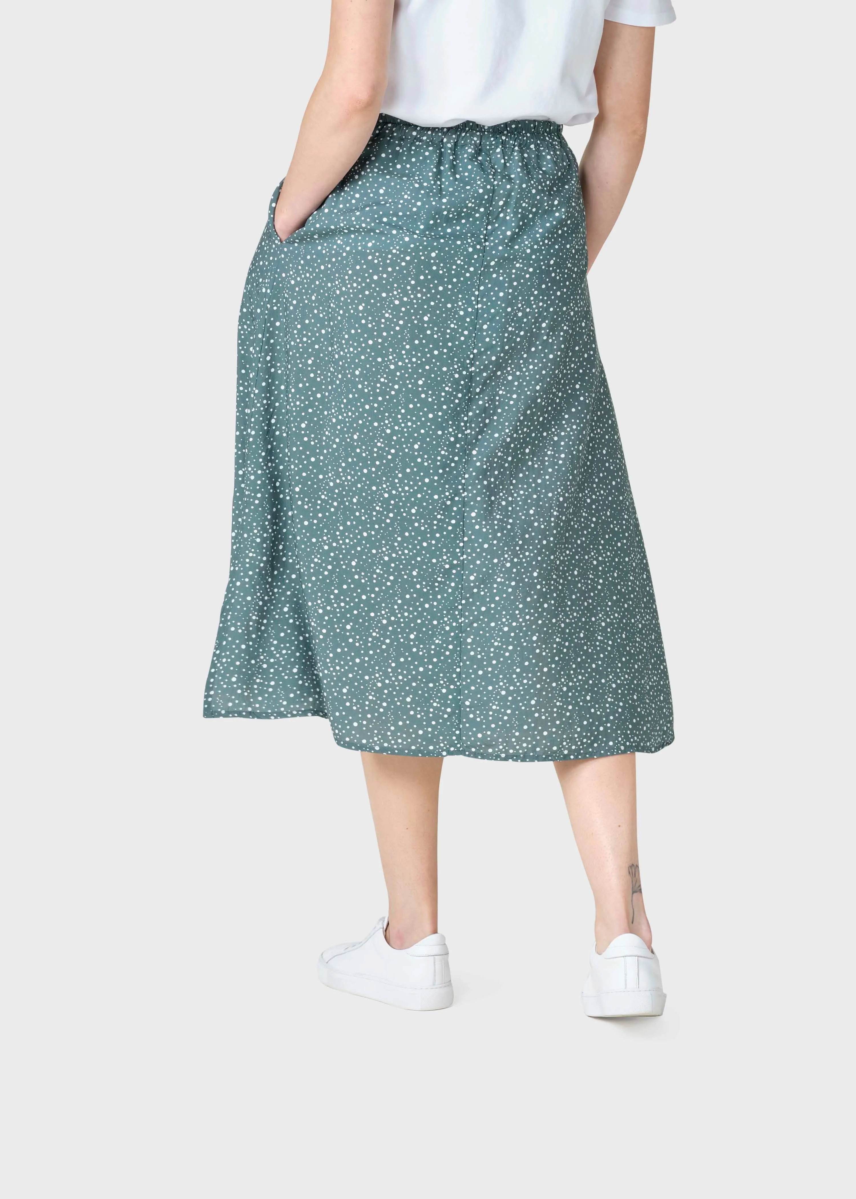 Ramona print skirt  - Moss green/white dots