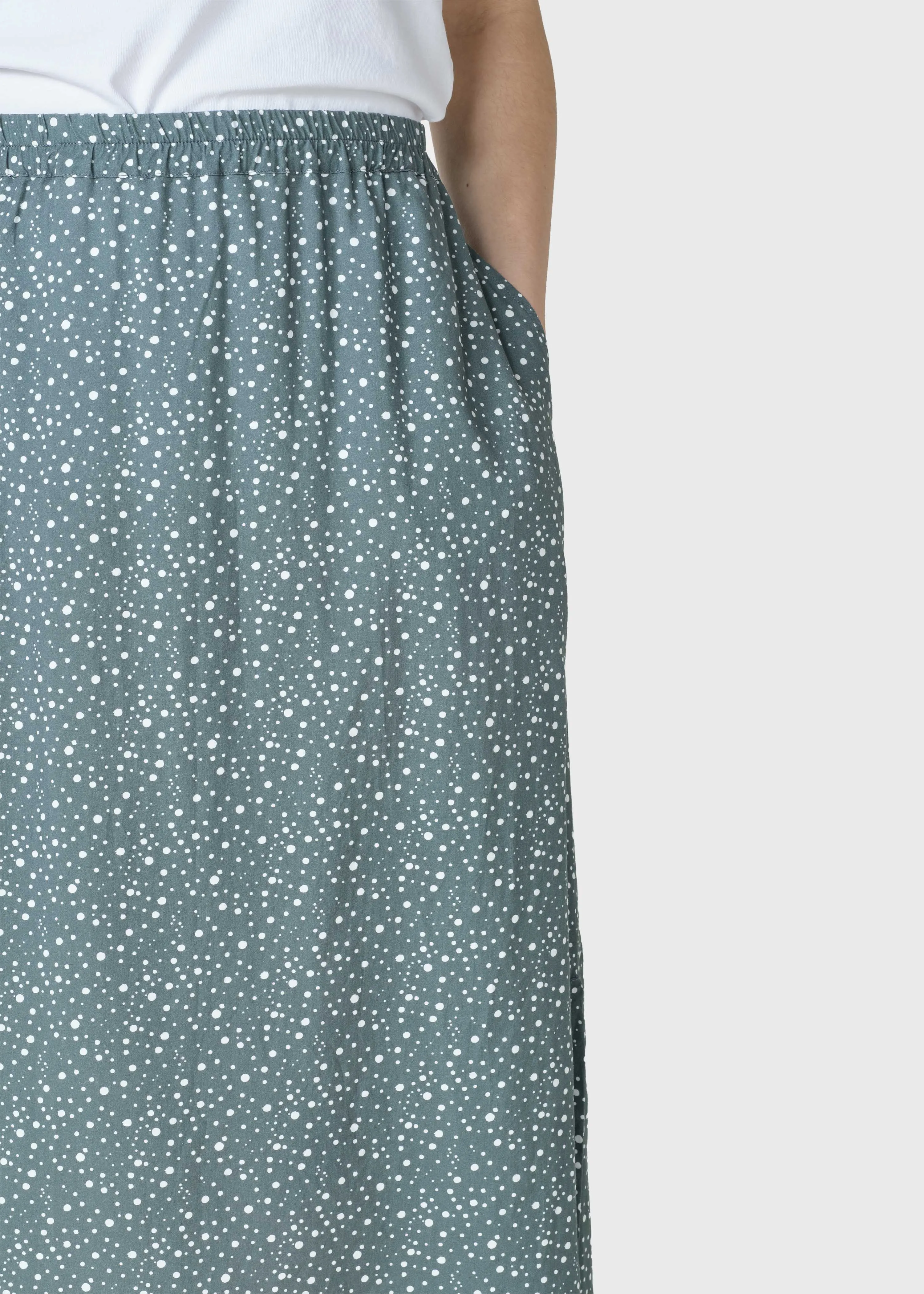 Ramona print skirt  - Moss green/white dots