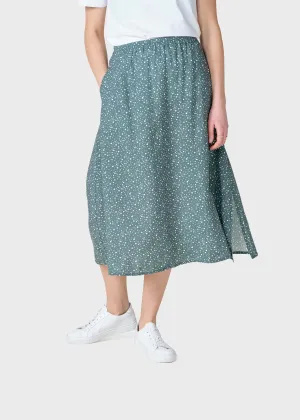Ramona print skirt  - Moss green/white dots
