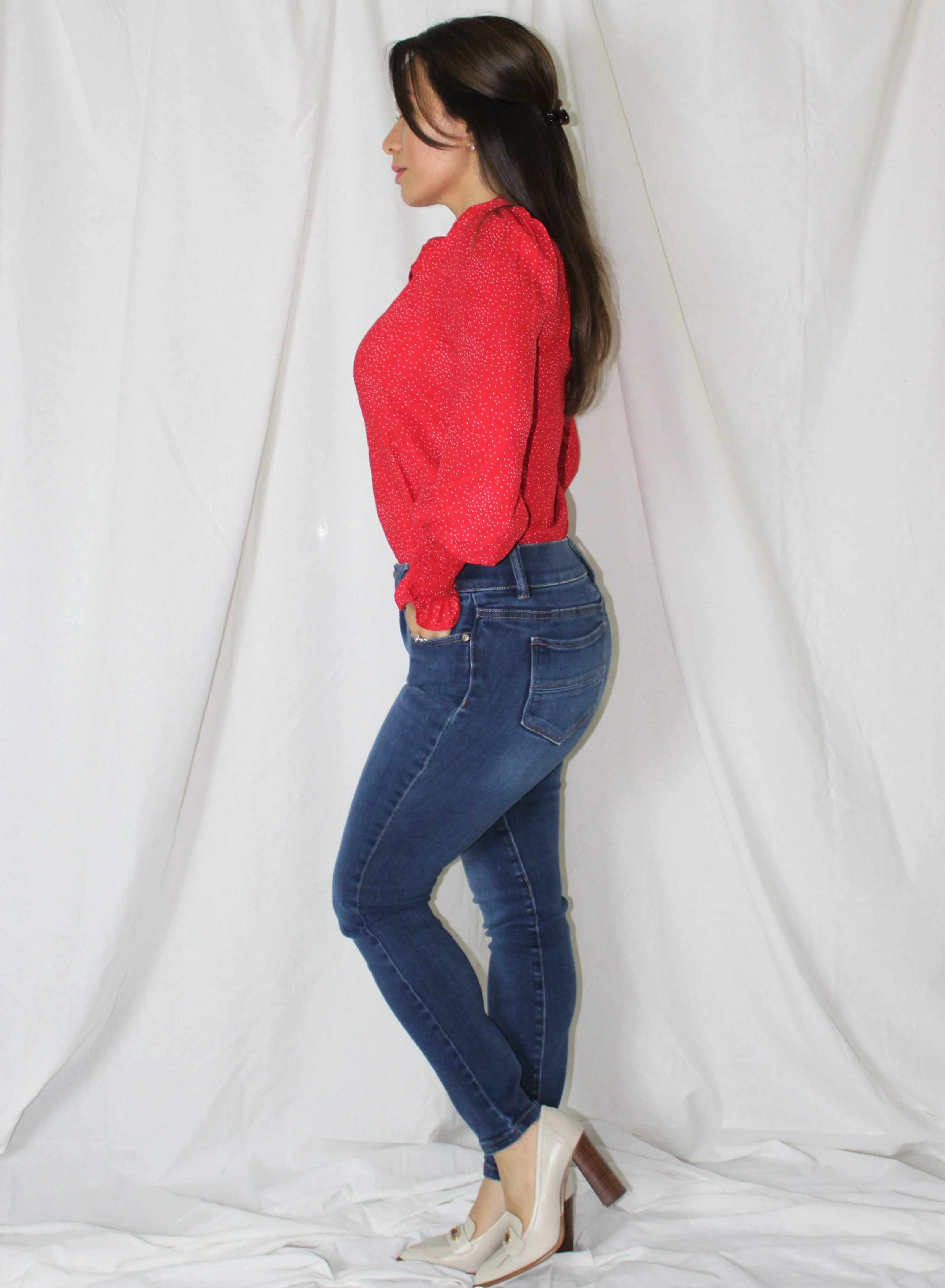 Red Polka Dot Bow Blouse