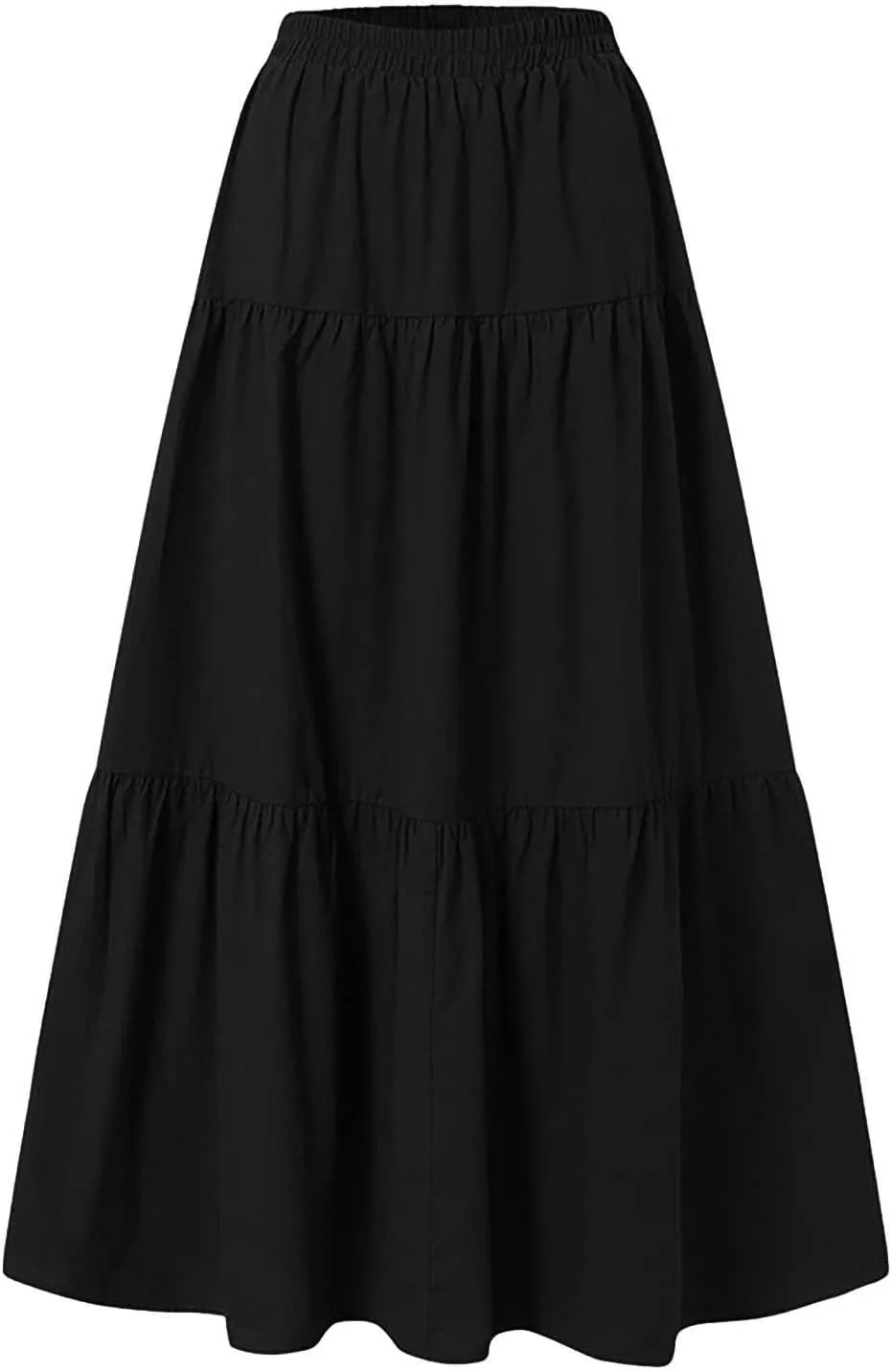 Skirted Toilet Women's Spring/Summer Casual High Waist Linen Solid Pleated Loose Swing Half Length Skirt Skirt
