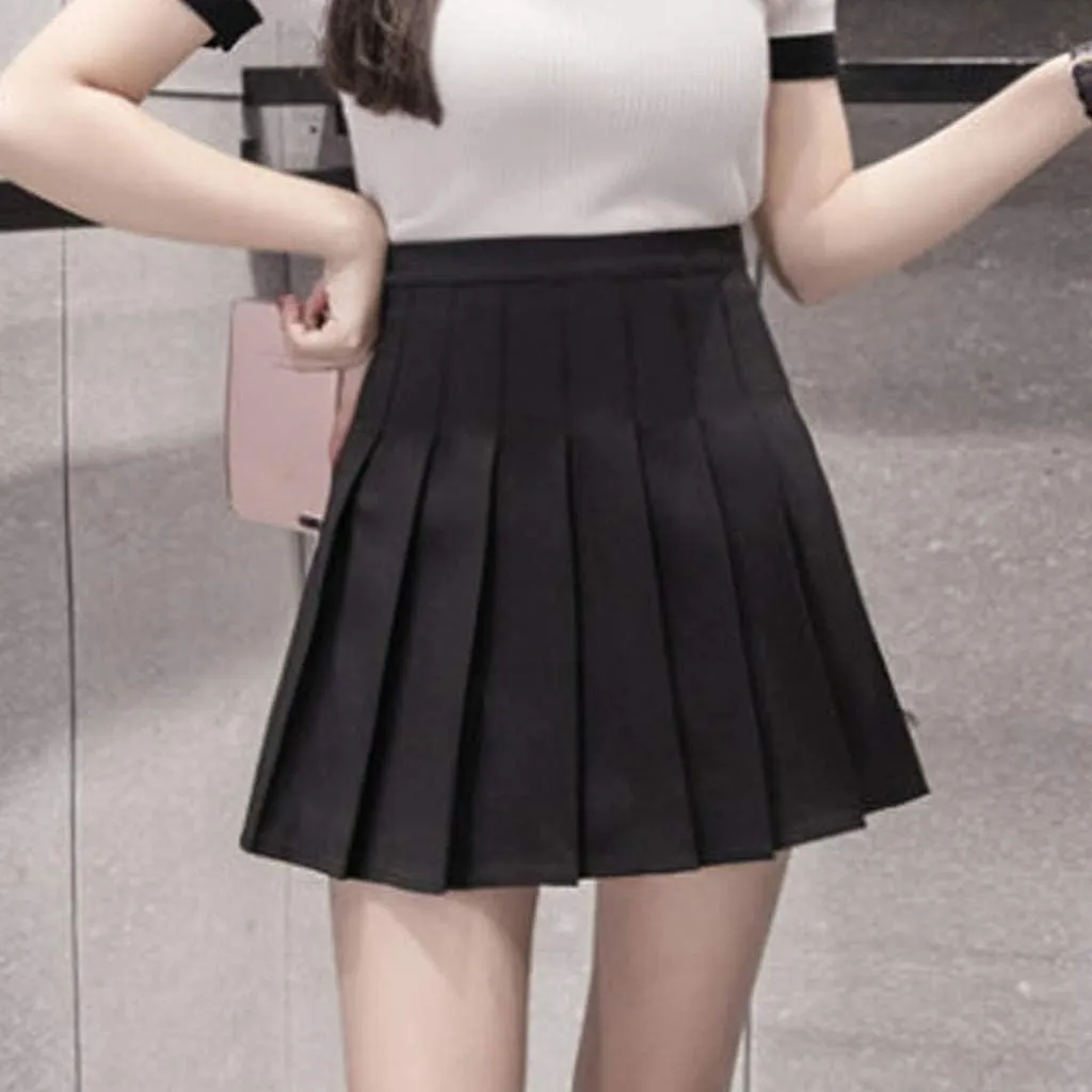 Spring Dresses for Women Midi Skirts for Women,Women's Basic Versatile Stretchy Flared Casual Mini Skirt High