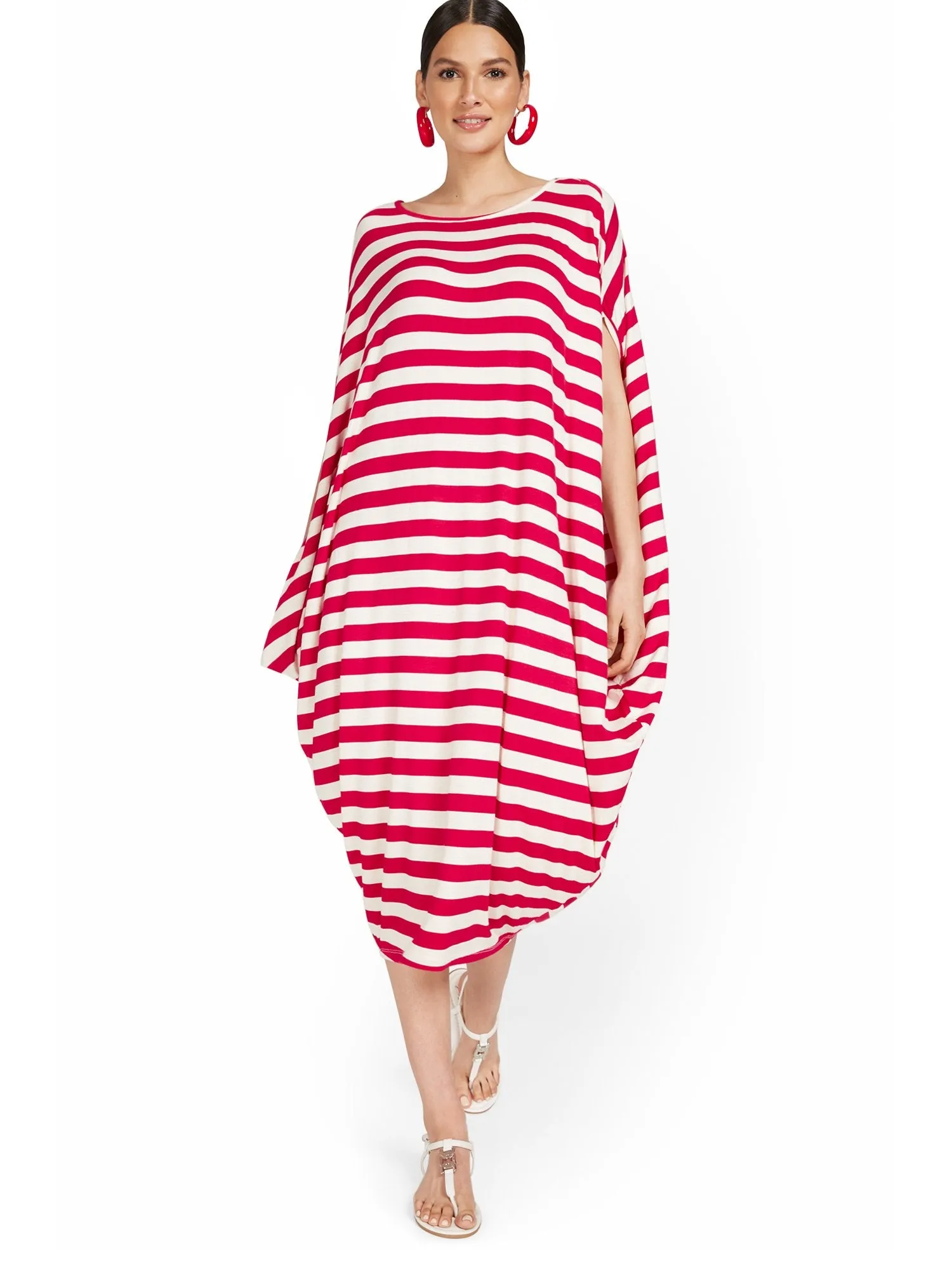 Stripe Cocoon Midi Dress