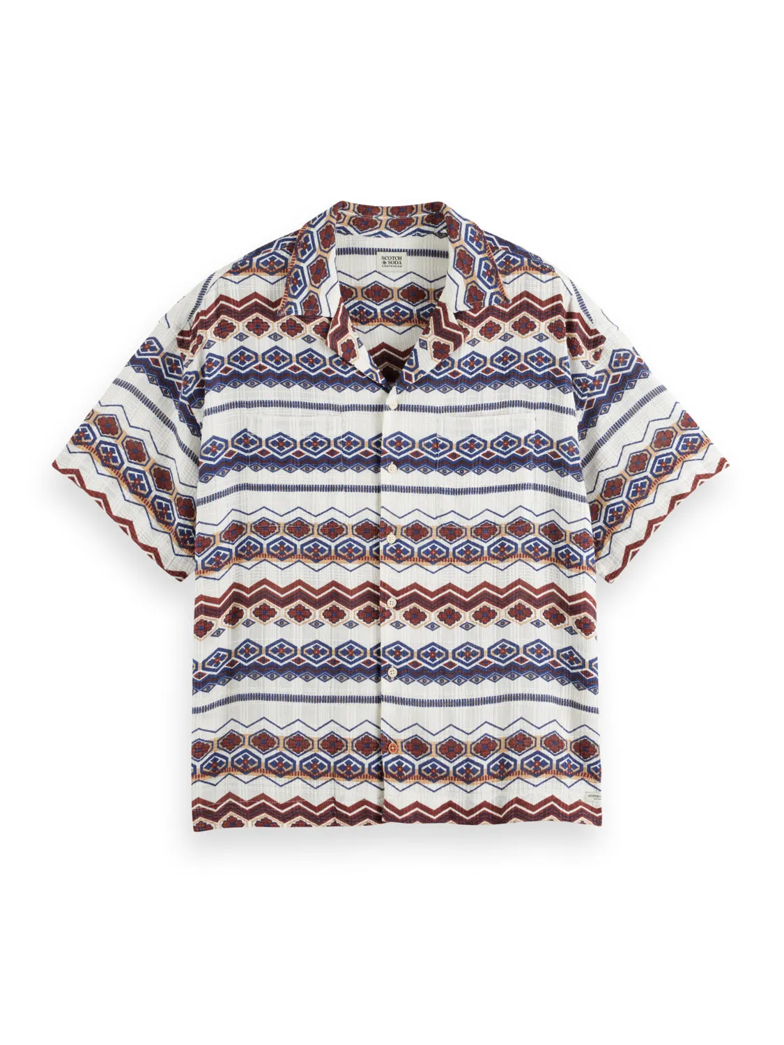 Structured Printed Shirt in Red Blue Multi