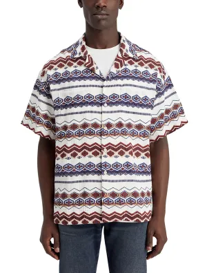 Structured Printed Shirt in Red Blue Multi