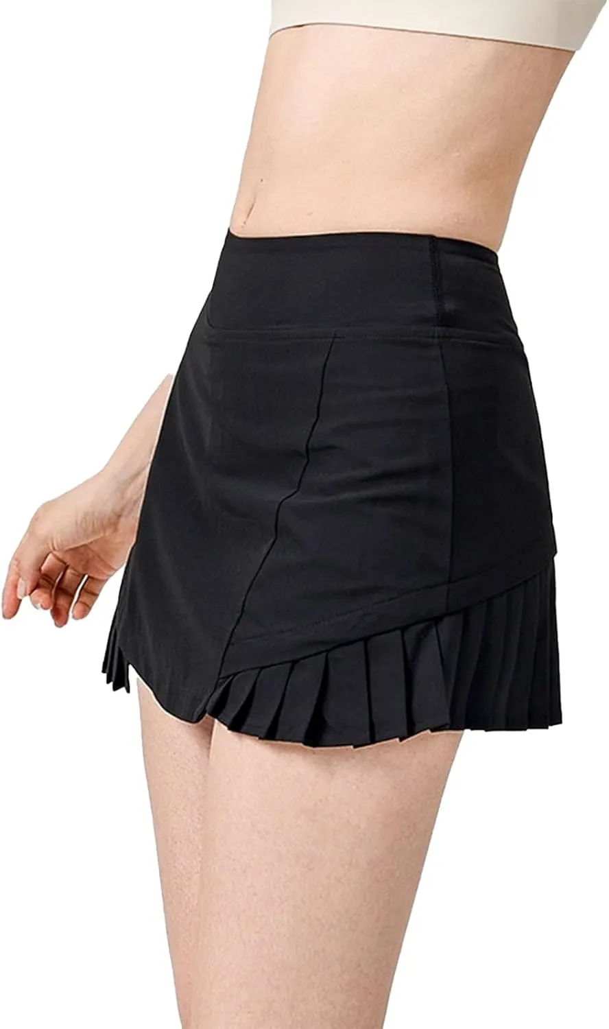 Tennis Skirts for Women Trendy Pleated Flowy High Elastic Waist Sports Ruffles Yoga Mini Skirts for Summer Vacation