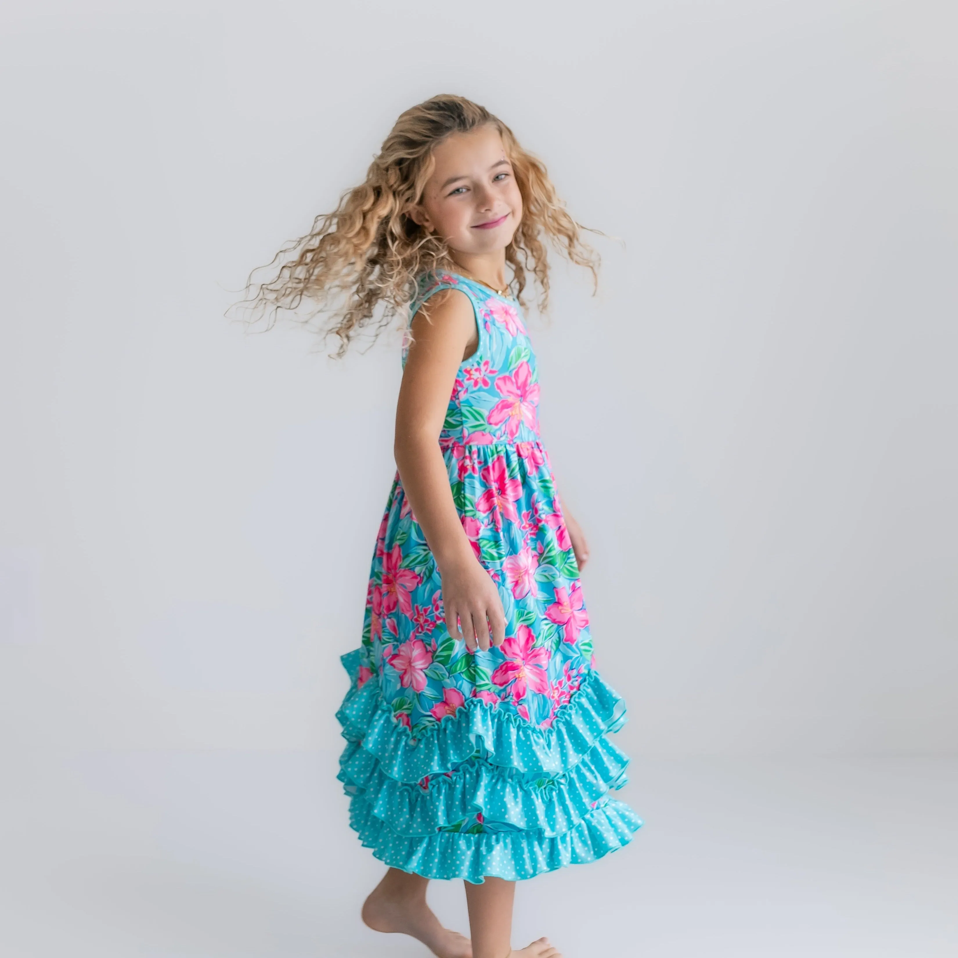 Tropical 3 Ruffle Dress