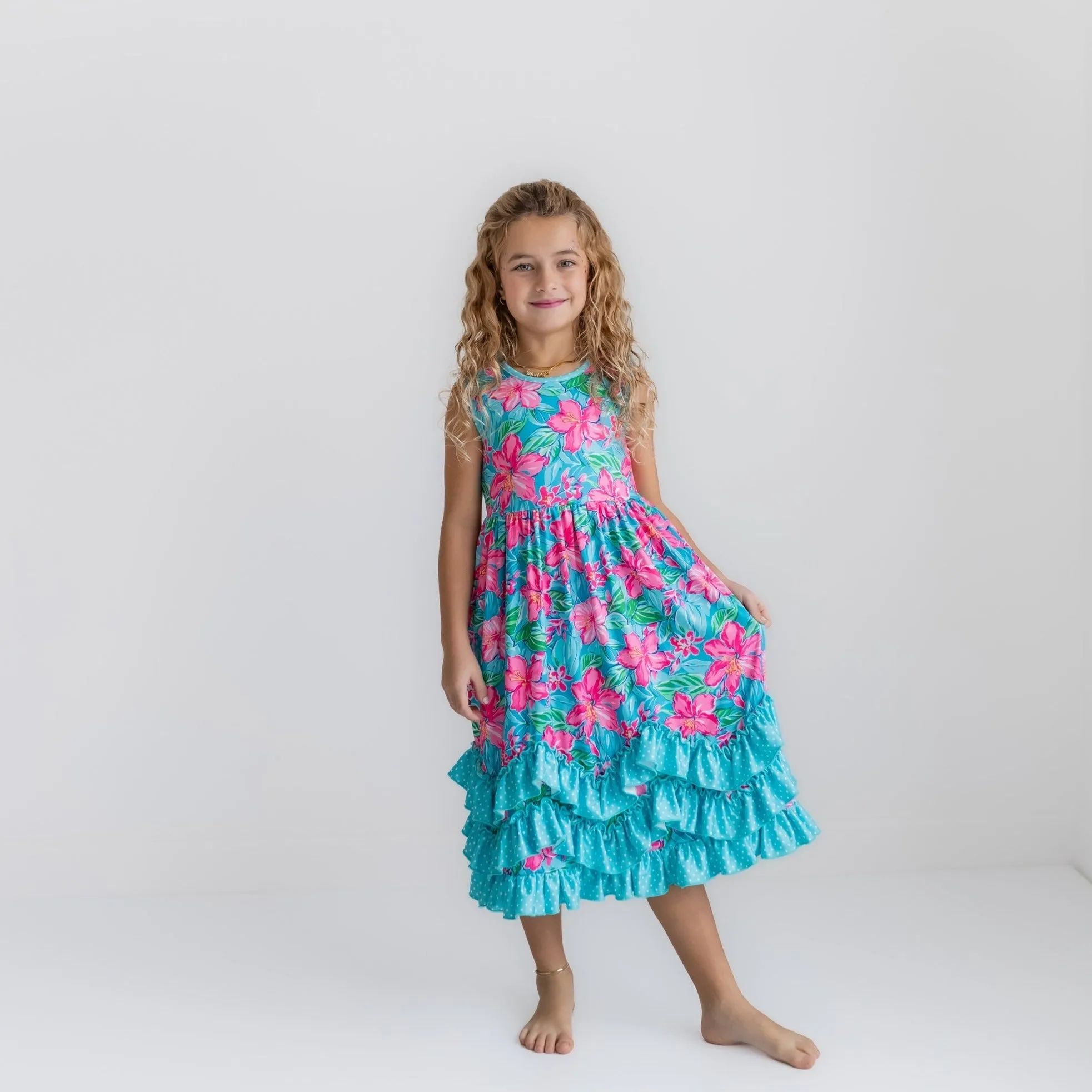 Tropical 3 Ruffle Dress