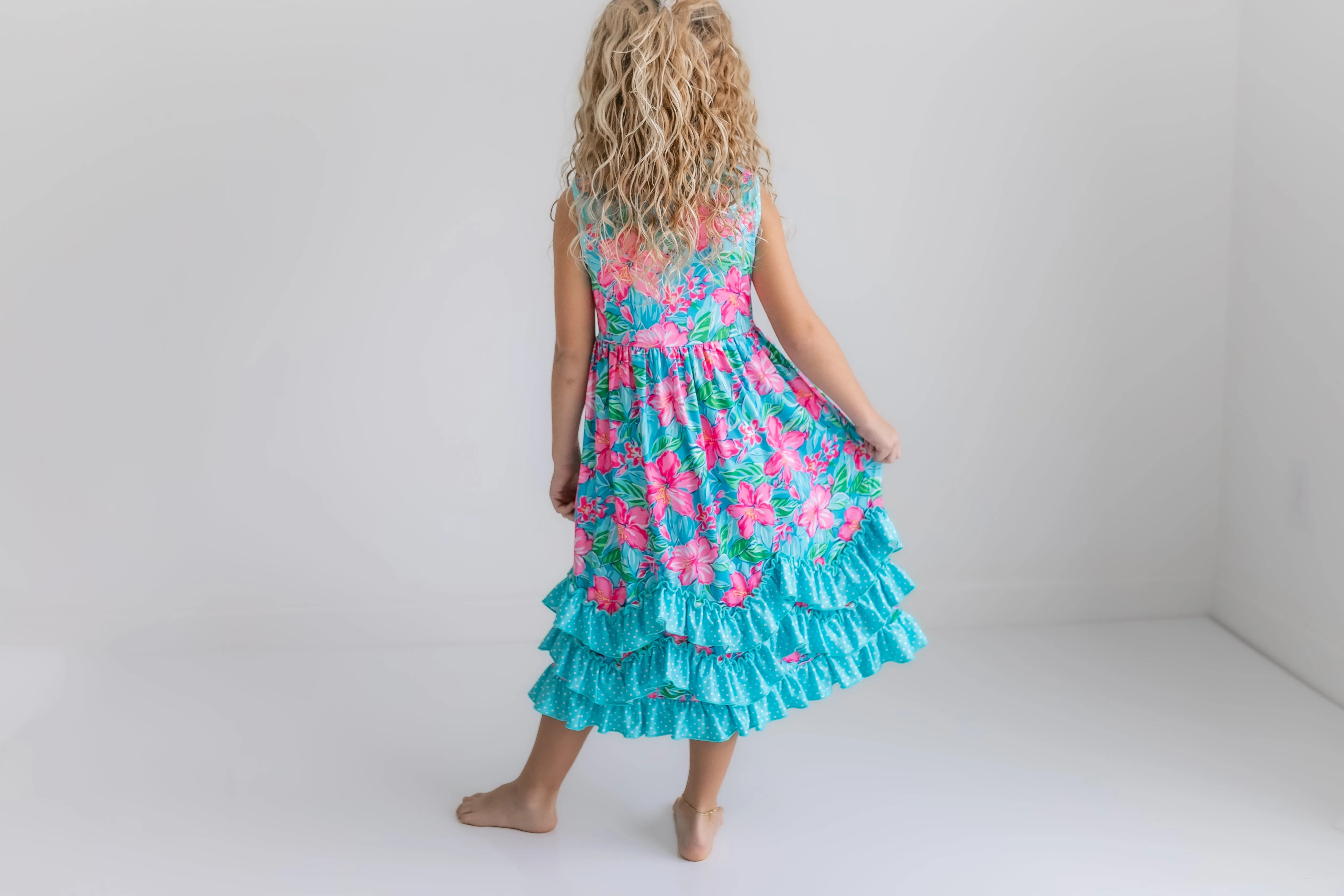 Tropical 3 Ruffle Dress