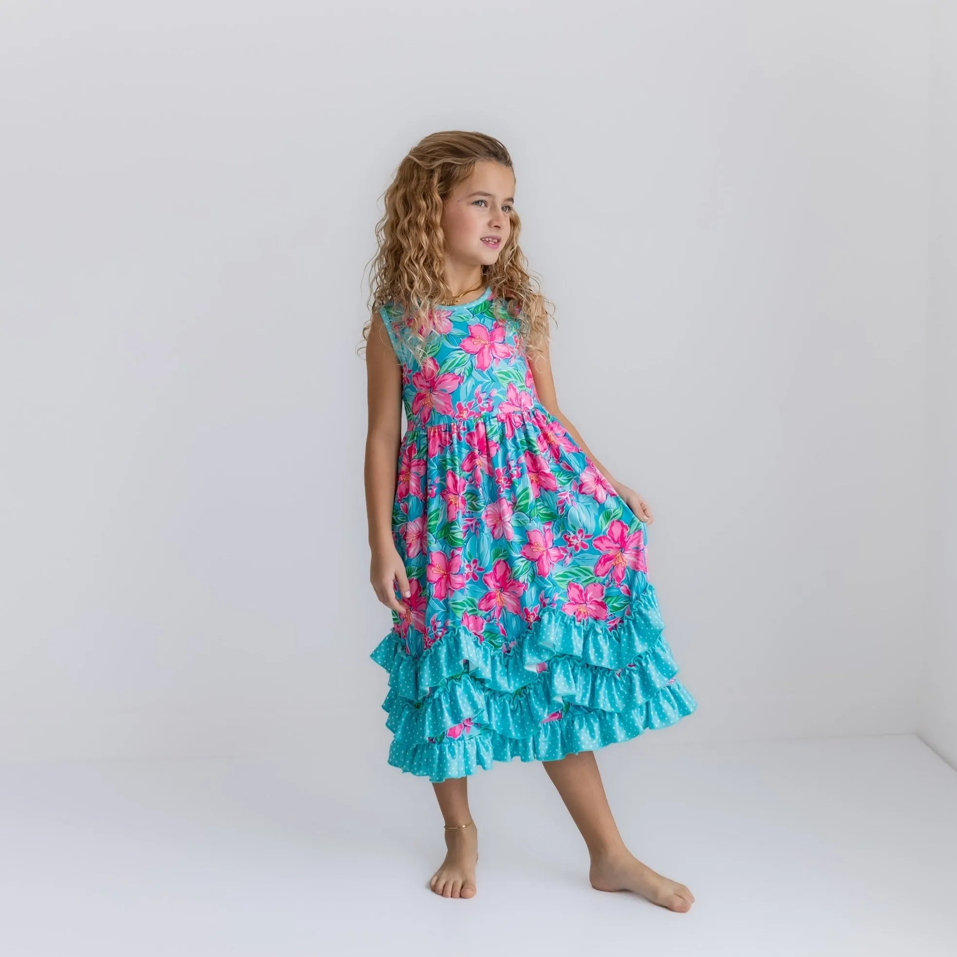 Tropical 3 Ruffle Dress