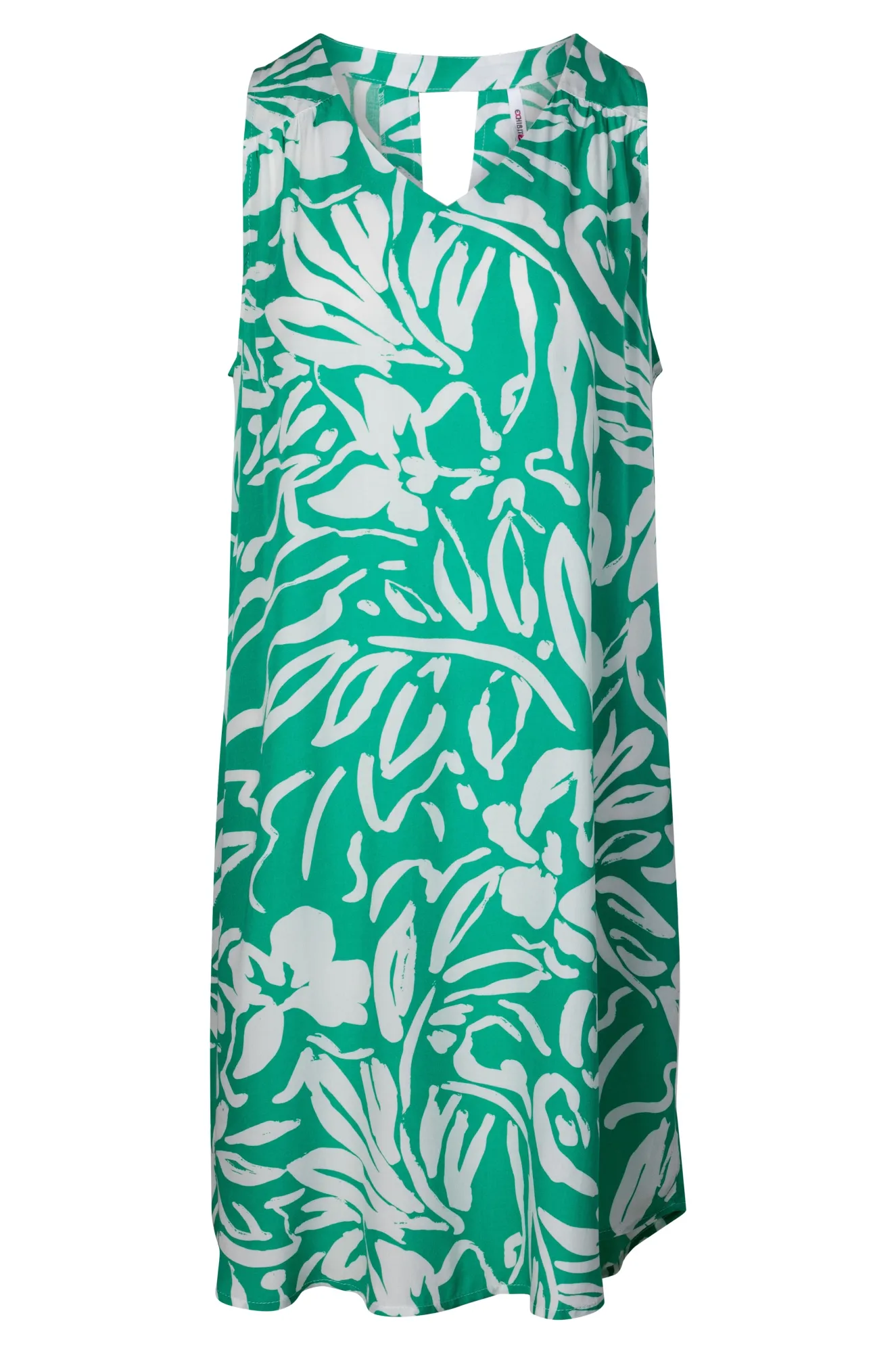 V neck Dress with keyhole back | Jade Ivory Leaf | 3351A1