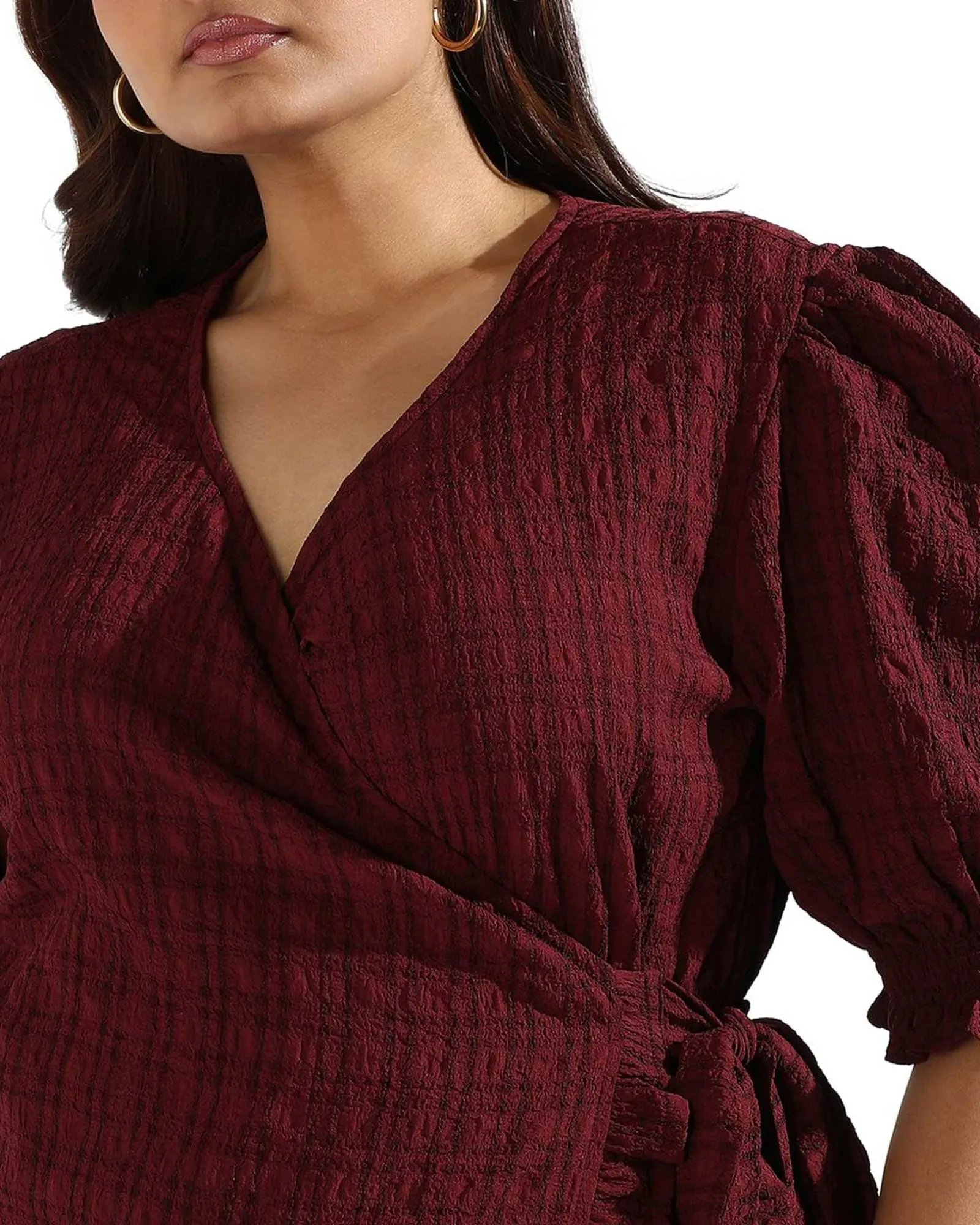 Women Solid Tie Front Casual Dresses | Red