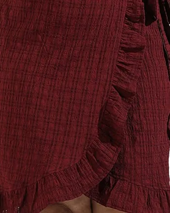 Women Solid Tie Front Casual Dresses | Red