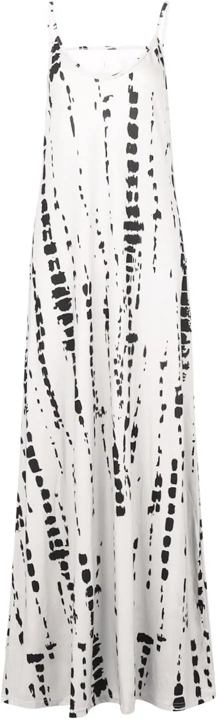 Women's Dresses Summer 2024 Sleeveless Loose Maxi Dresses Casual Tie-Dye Print Long Dress Casual, S-5XL
