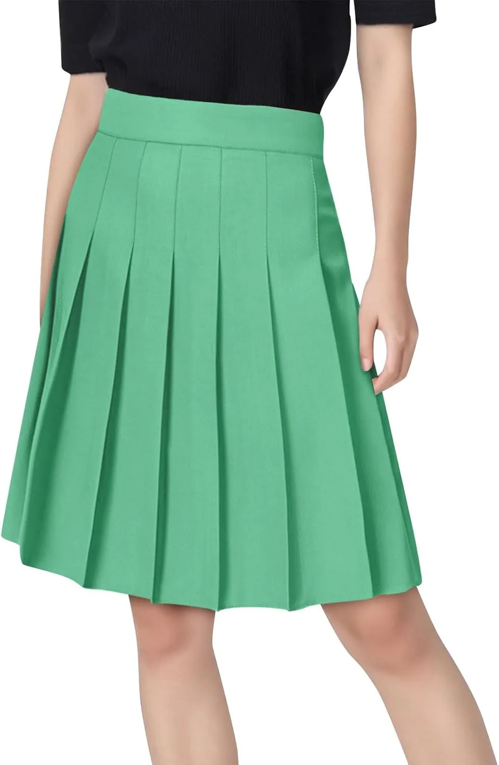 Womens School Uniform Cheerleader Skirts Summer Elastic Waist Athletic Pleated Skorts Plus Size Fashion Loose Skirt