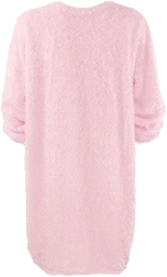 Women's Sweater Dresses Knee Length Cream Dress Trendy Plus Size Long Sleeve Crewneck Pullover